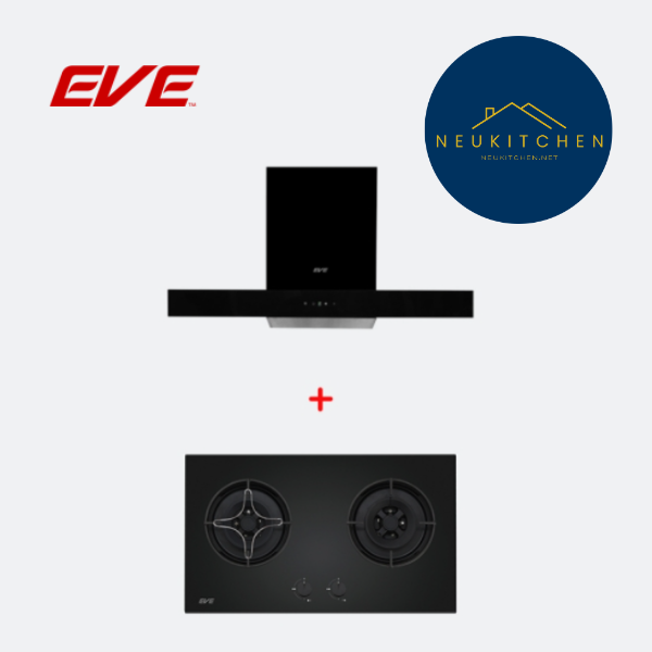 ชุดเซตเตาแก๊ส+เครื่องดูดควัน EVE HC-LOFTBOX-90 + HB78-2BCC/BG
