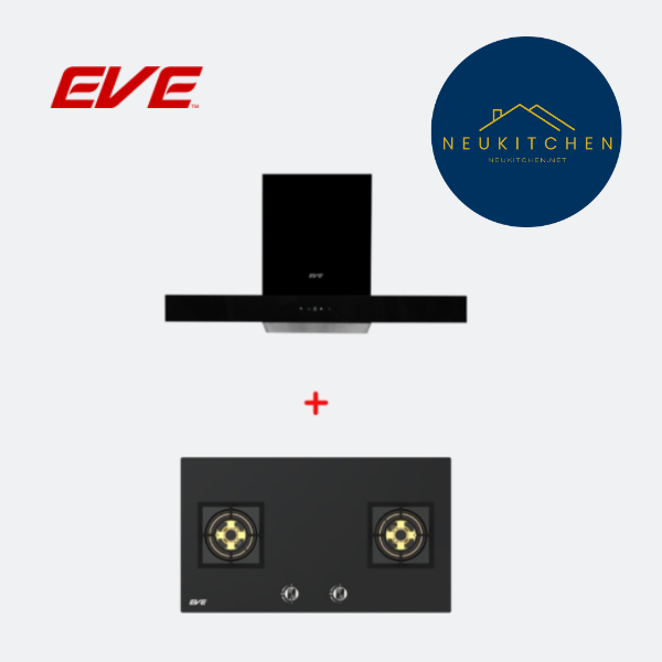 ชุดเซตเตาแก๊ส+เครื่องดูดควัน EVE HC-LOFTBOX-90 + HB78-2BBL/BG