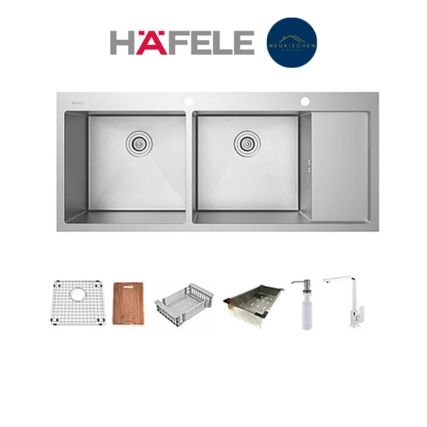 HAFELE ซิงค์ฝังสแควร์ 2หลุม 1ที่พัก MARIA 495.39.605